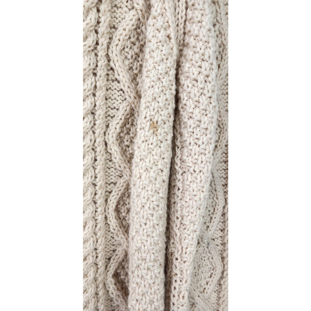 Vintage Cream Wool Sweater Heavy Chunky Knitt Flawed Size‎ Large - Picture 12 of 15
